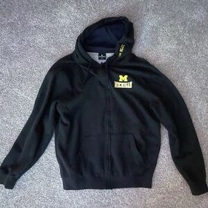 Michigan Zip-up Hoodie with Yellow Logo